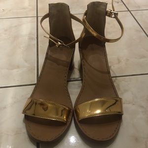 Zara Metallic Wedge Sandals